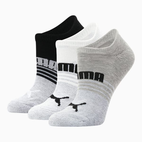 Half-Terry No-Show Women's Socks [3 Pack], WHITE / BLACK, extralarge